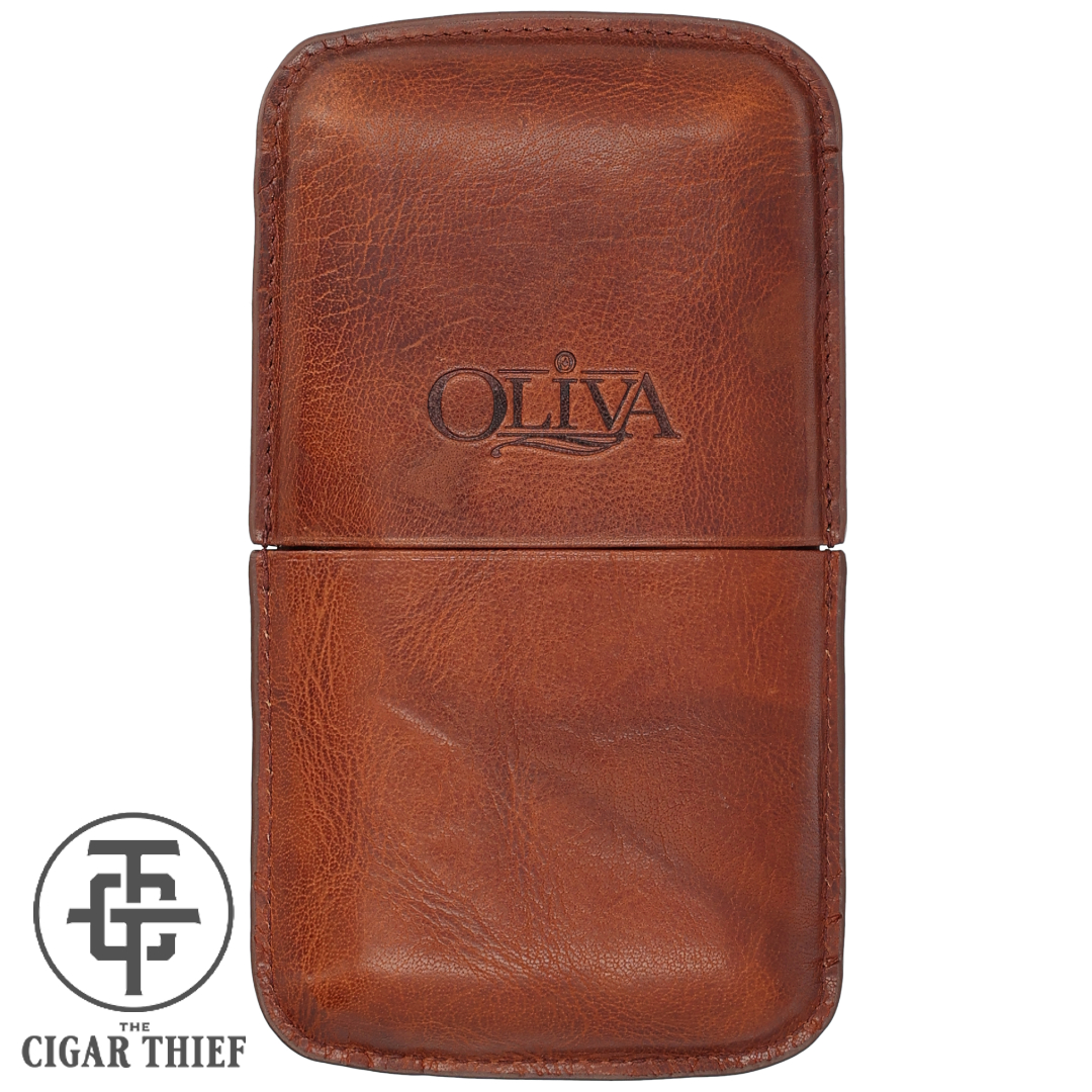 Oliva Premium Leather 3 Cigar Travel Case